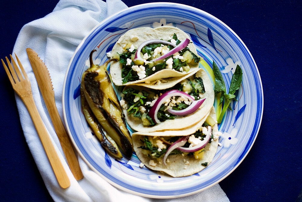 Potato and Spinach Tacos