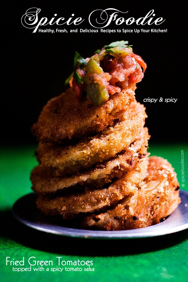 Fried Green Tomatoes Topped with Salsa 