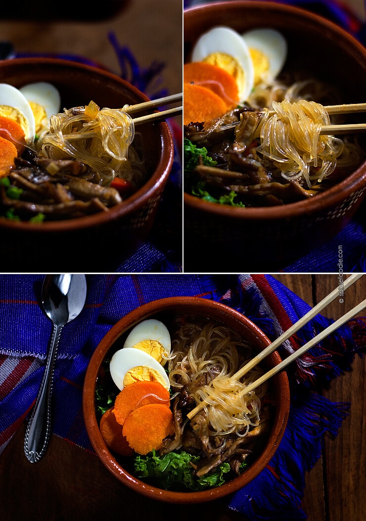 Miso Noodle Soup Spiced with Sriracha| #miso #vegetarian #spicy #souprecipe