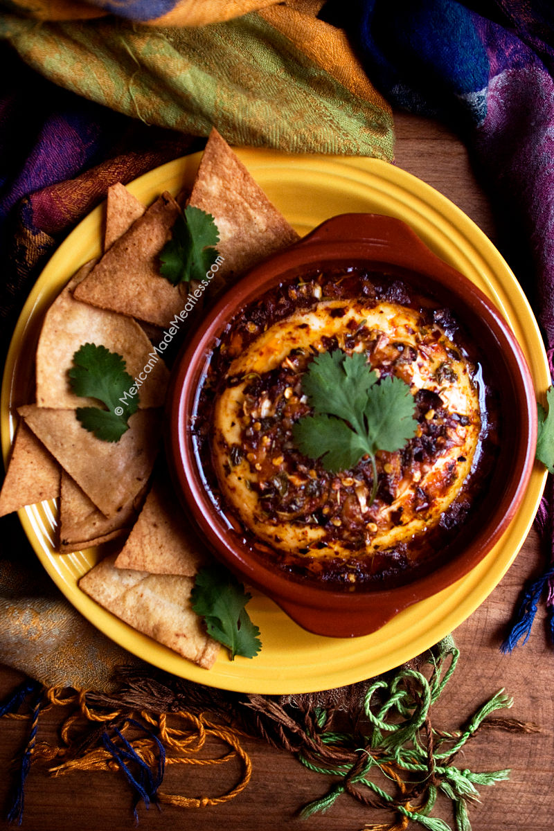 Baked Panela Cheese with Herbs and Pepper Flakes | #mexican #appetiser #glutenfree
