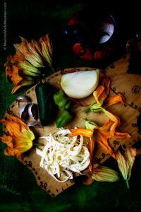 Ingredients for making Mexican squash blossom quesadillas.