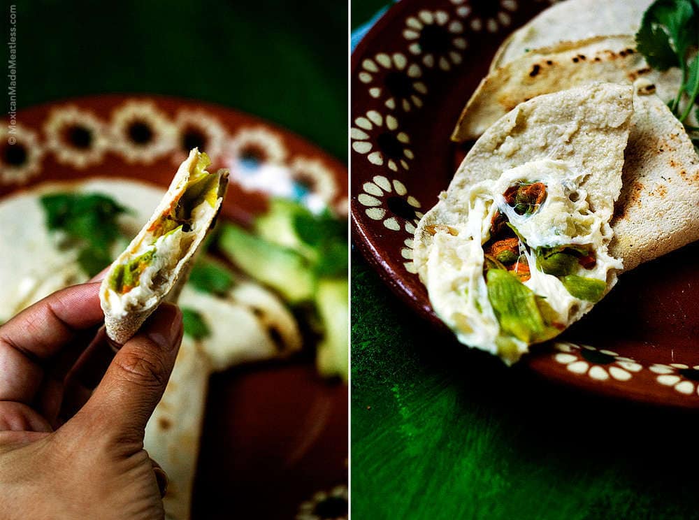How to make #zucchini blossom #quesadillas. Once you taste them you’ll never pass one up. | Como preparar quesadillas de flor de calabaza. #flordecalabaza #zucchiniblossoms #edibleflowers #Mexicanfood #vegetarian