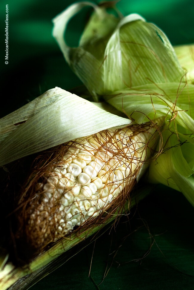 Fresh ears of corn for a special Mexican soup 