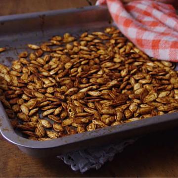 Oven cooked pumpkin seeds in their shell