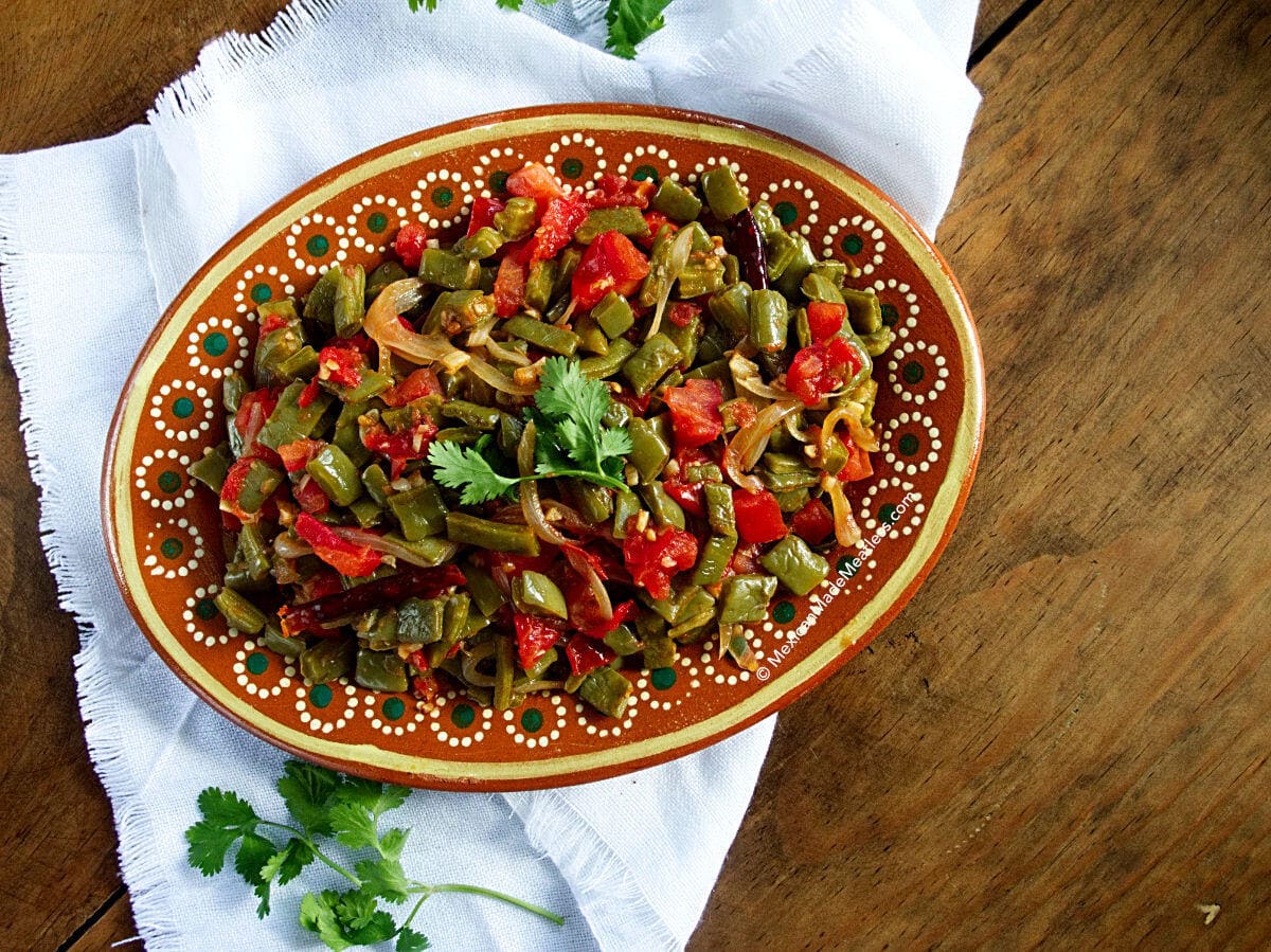 Sauteed Nopales with Arbol Chile, Onion and Tomato