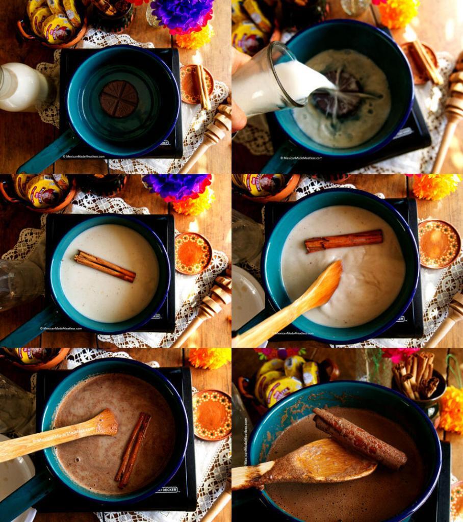 Steps for making vegan Mexican hot chocolate