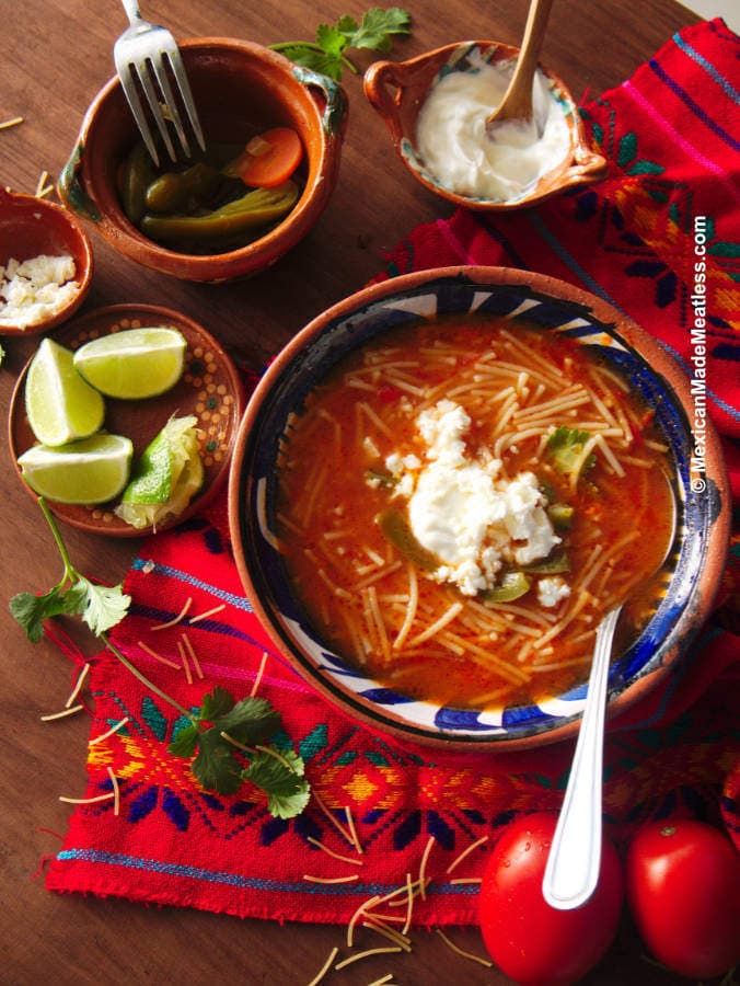 Recipe for Sopa de Fideo with All the Toppings