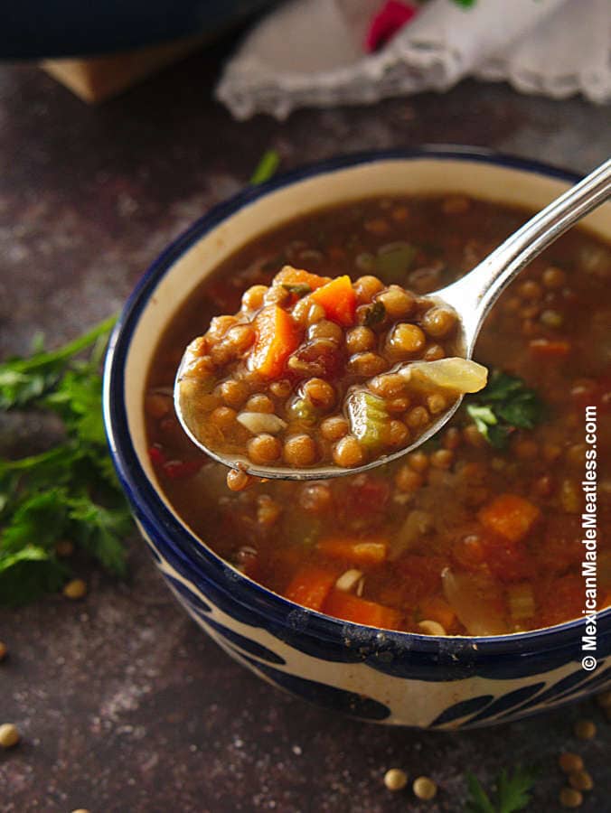Vegan Lentil Soup | Sopa de Lentejas