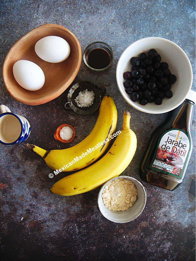 Ingredients used for banana egg pancakes