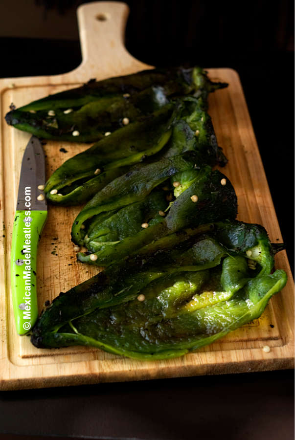Roasted Poblano Peppers to Make Chiles Rellenos