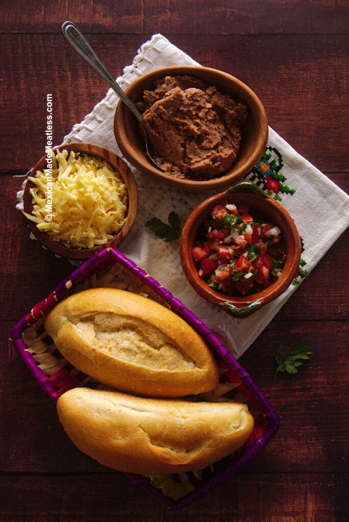 Ingredients for making Mexican molletes.