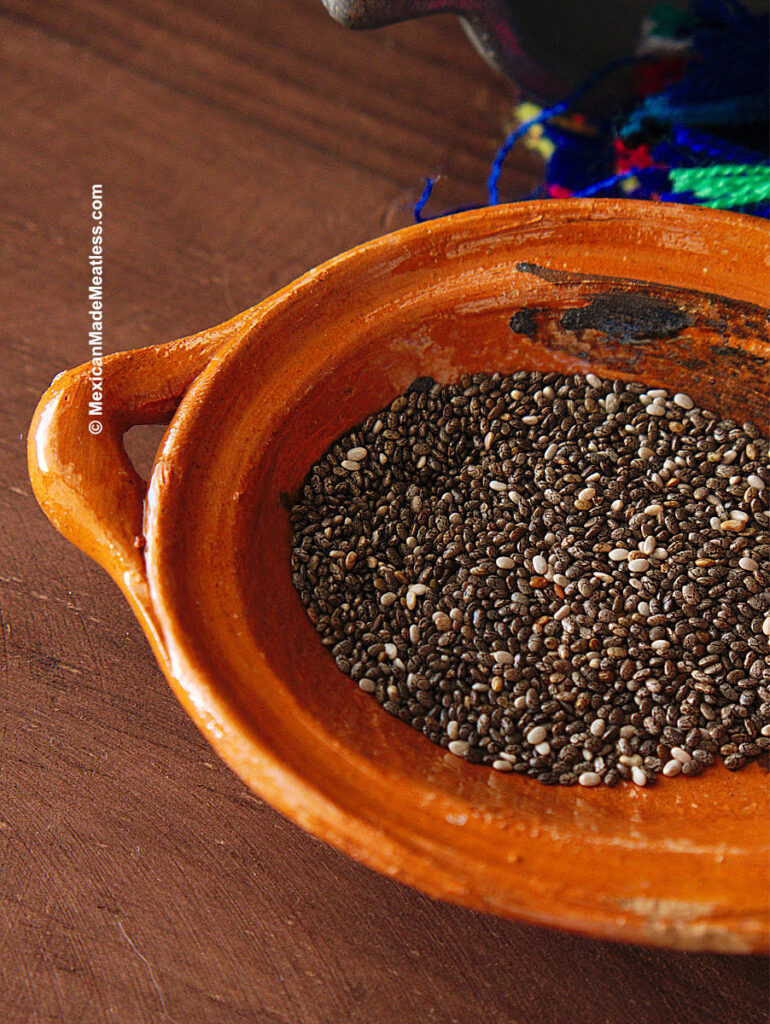 Whole chia seeds for agua fresca.