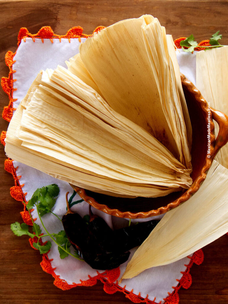 How to soak and hydrate corn husks for tamales.