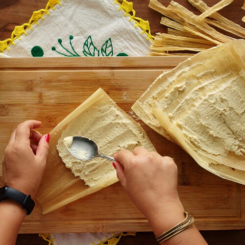 How to Spread Masa on a Corn Husk for Tamales