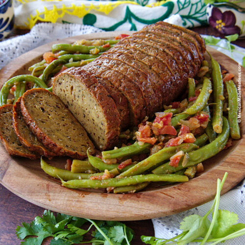 Vegan Mexican Turkey Roast Dinner with Mexican Green beans