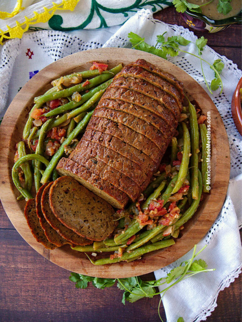  Vegan Turkey Roast with Mexican Green Beans