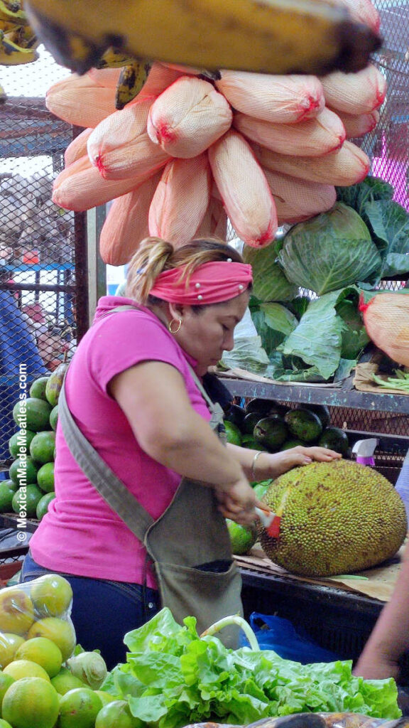 Cutting Fresh Jackfruit in Mexico