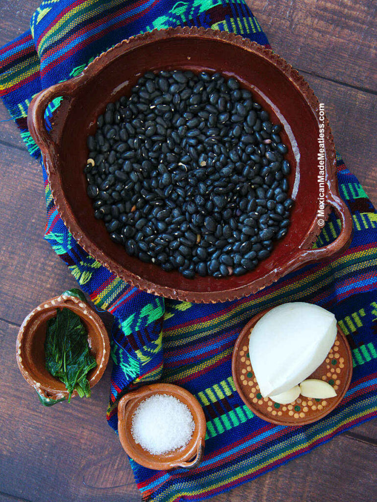 Ingridients for Mexican frijoles negros.