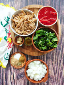 Ingredients for making vegan carne picada.