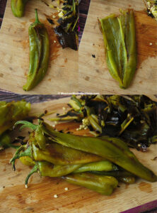 Roasted, peeled and seeded hatch chilies ready to use.