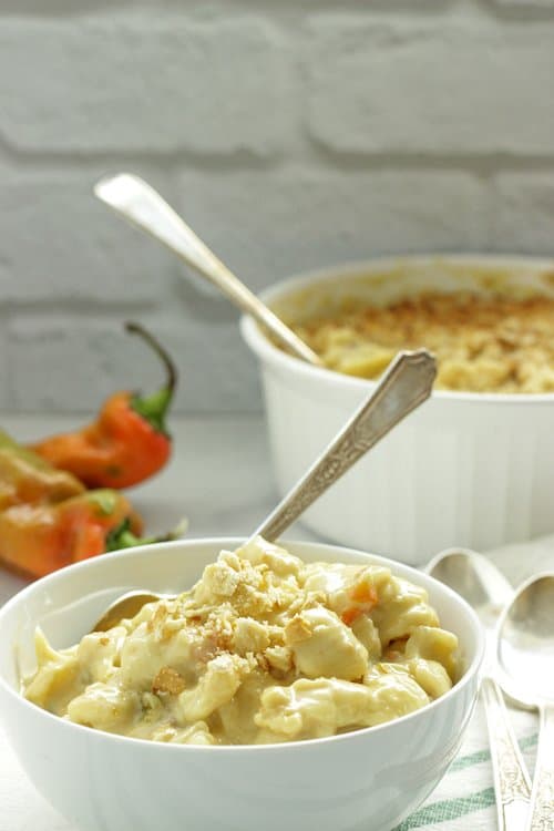 Stovetop Hatch Chile Mac and Cheese.