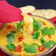 This cheesy Chile Con Queso is a delicious dip made without Velveeta cheese and with authentic roasted New Mexican green chiles.