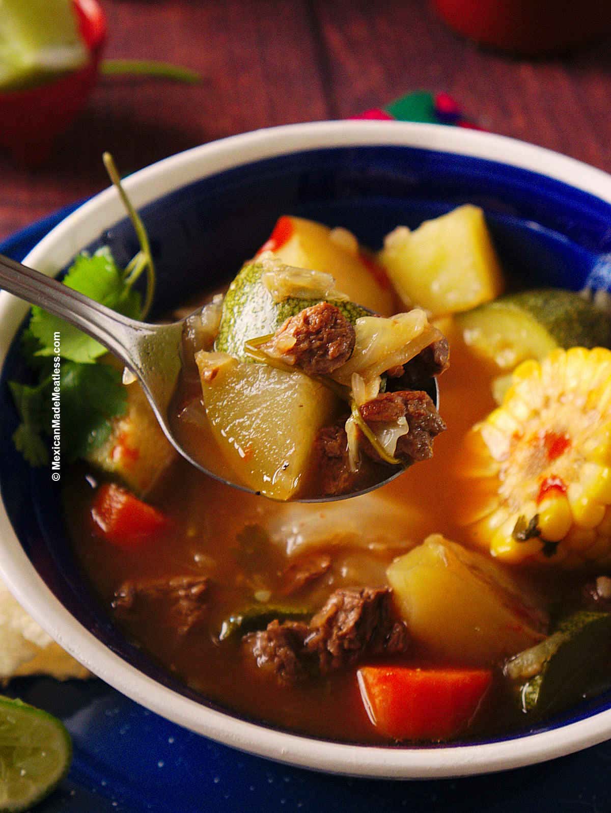 Delicious vegan caldo de res mexican beef soup mexican made meatless 